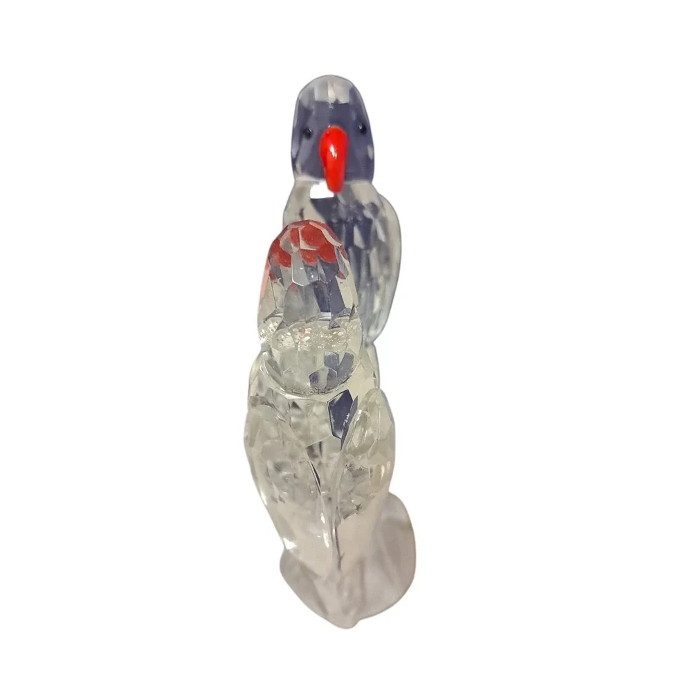 Vintage Crystal‎ Lovebirds Budgies Parrots on Branch Figurine Paperweight 4.5